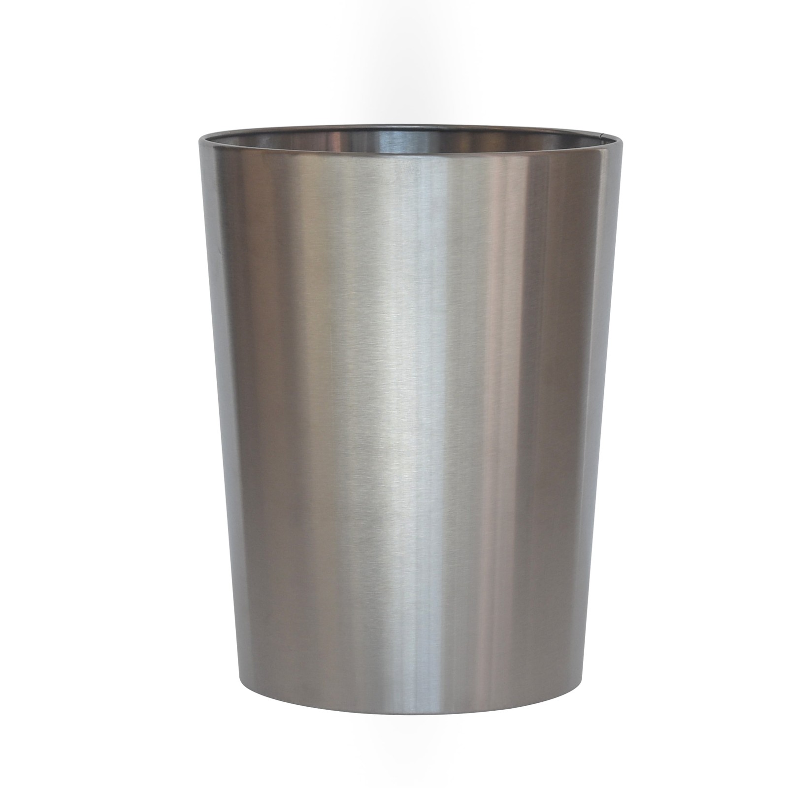 2.2 Gal Brushed Nickel Metal Bathroom Trash Can Open Top 8.5″ Round