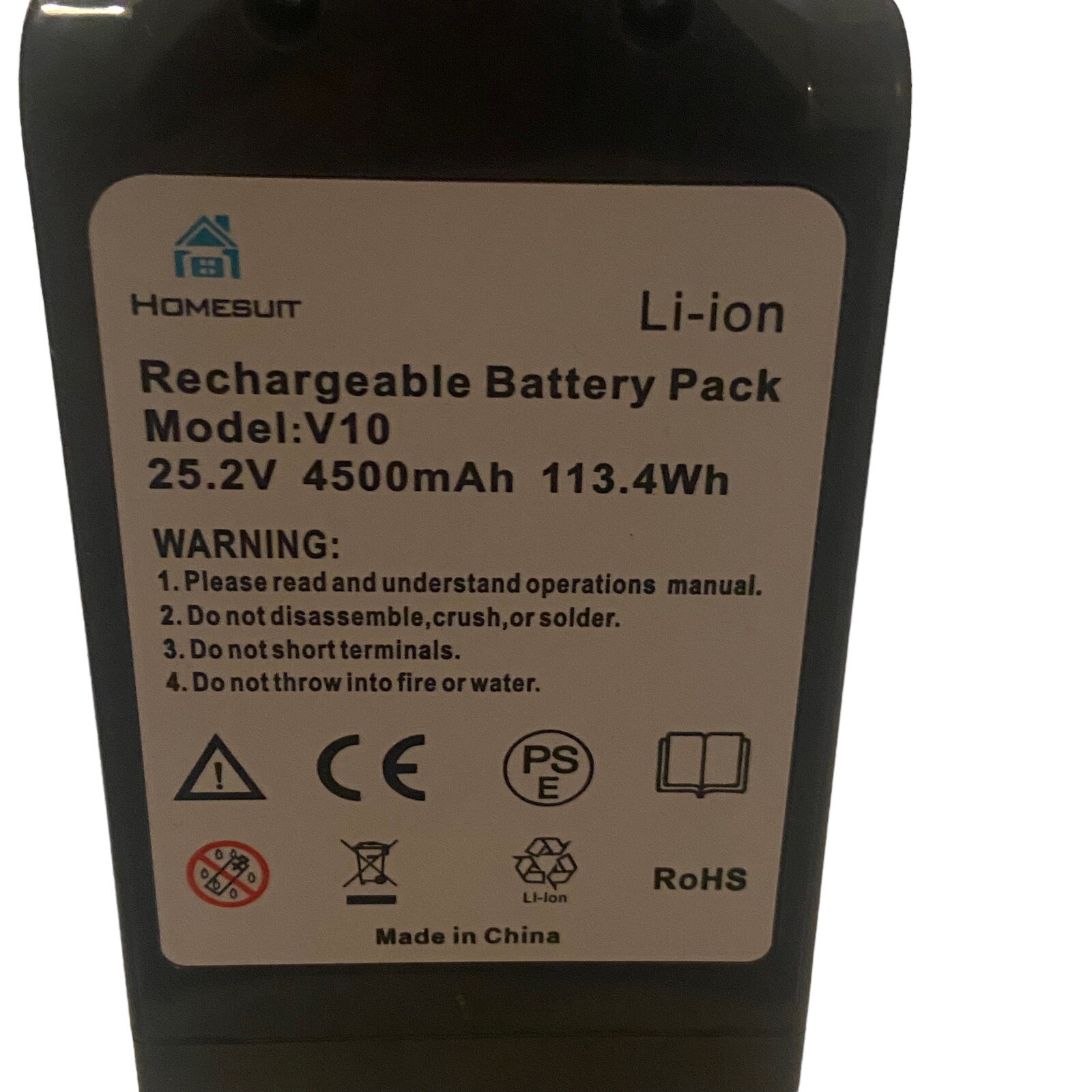 Homesuit V10 Rechargeable Battery Pack 25.2V 4500mAh 113.4Wh Filter New Open Box