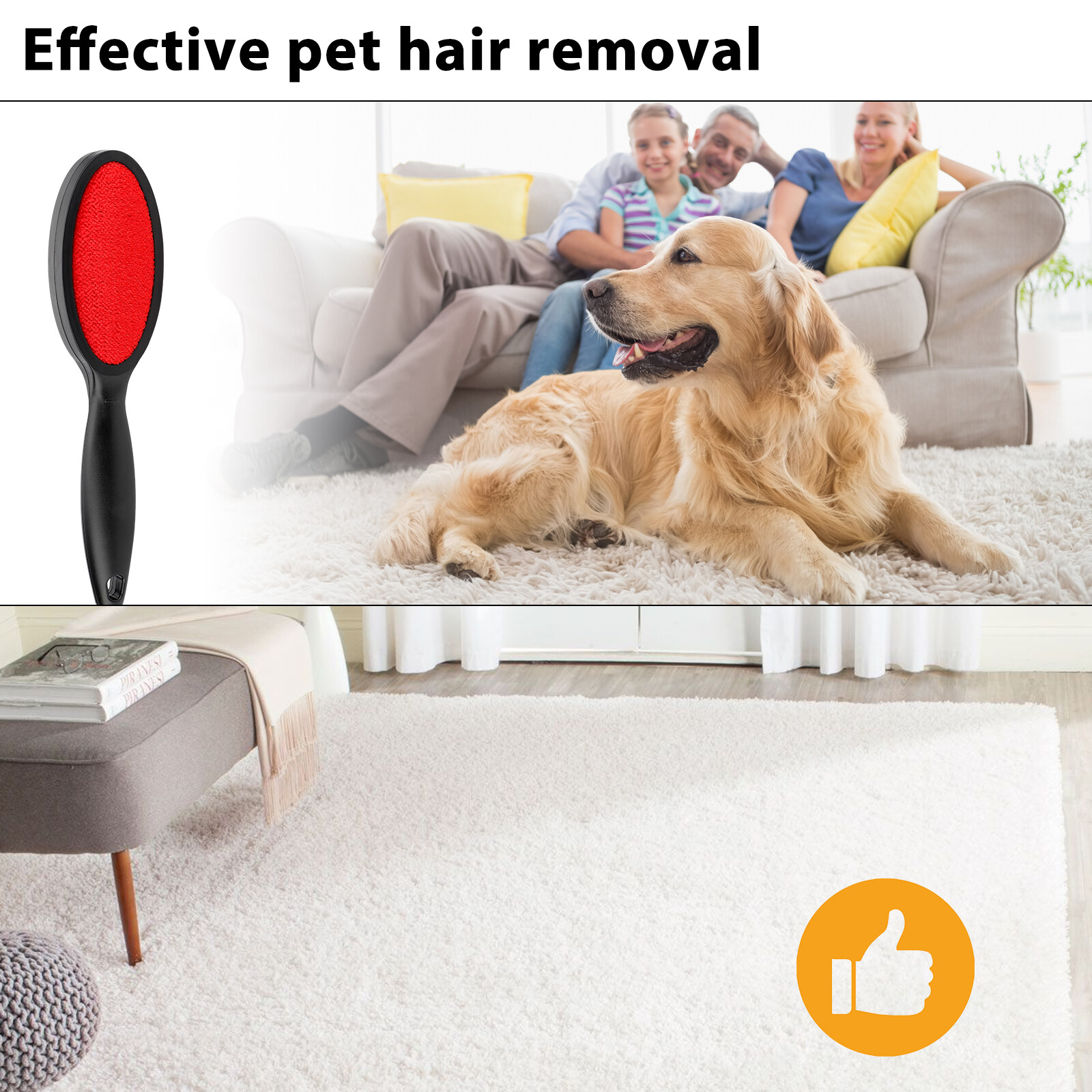 3Pcs Double Sided Lint Brush Clothes Fluff Pet Hair Remover Fabric Dust Cleaner