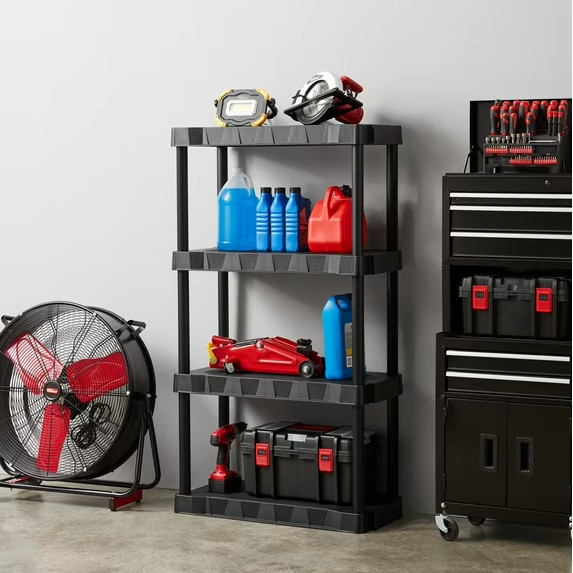 Hyper Tough 4-Tier Plastic Storage Shelf 30″W x 13.8″D x 56.2″H Black New