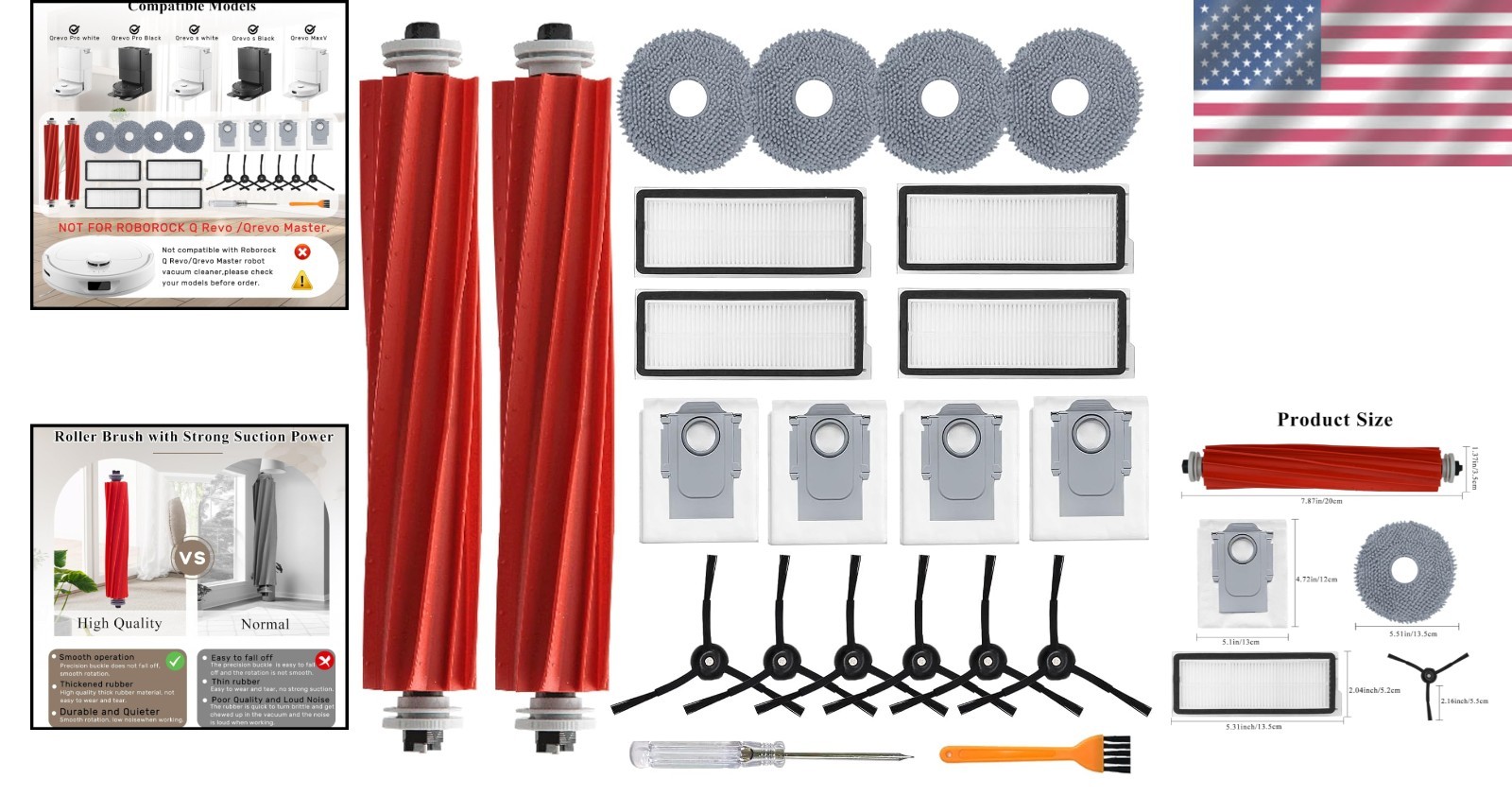 22 Pack Accessory Kit for Roborock Qrevo S/Plus/Pro/MaxV – Ultimate Cleaning Set