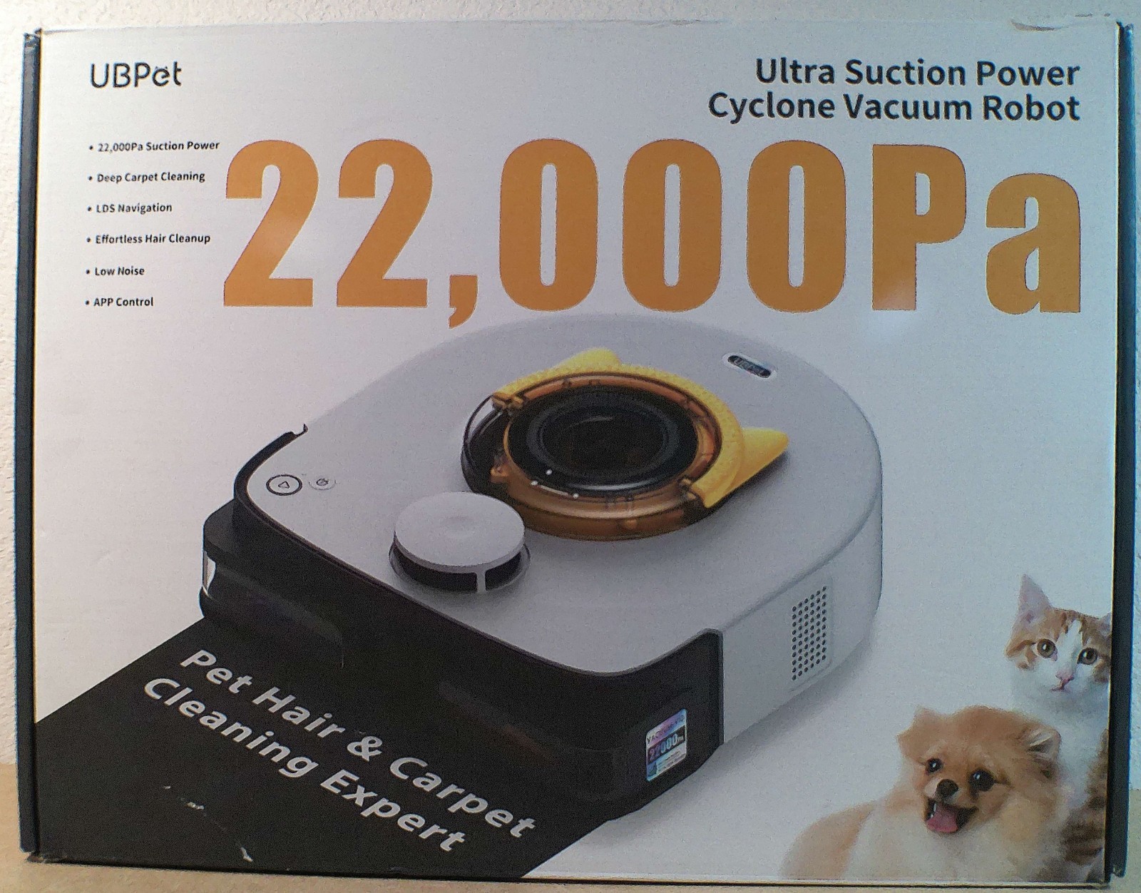 UBPet 22,000Pa Cyclone Robot Vacuum for Pet Hair & Carpet WiFi/App control