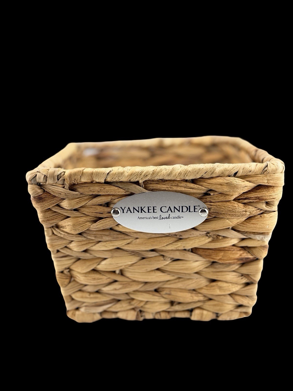Yankee Candle Woven Storage Basket Natural Fiber Organizer Small Square Rustic