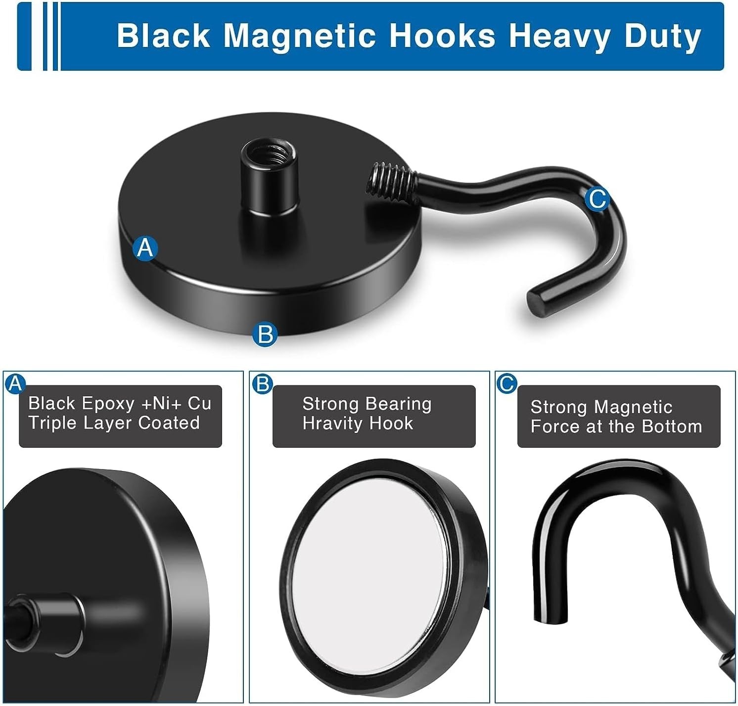 Cruise Essentials – Heavy Duty Magnetic Hooks – 12 Pcs/`