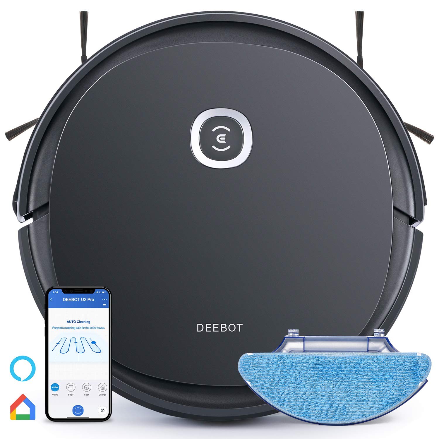 DEEBOT OZMO U2 Pro Robot Vacuum Cleaner 2 in1 Vacuum and Mop, Extra Pet Care …