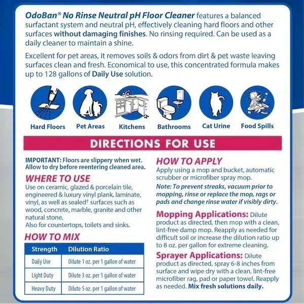 OdoBan No Rinse Neutral pH Floor Cleaner Concentrate 1 Gallon