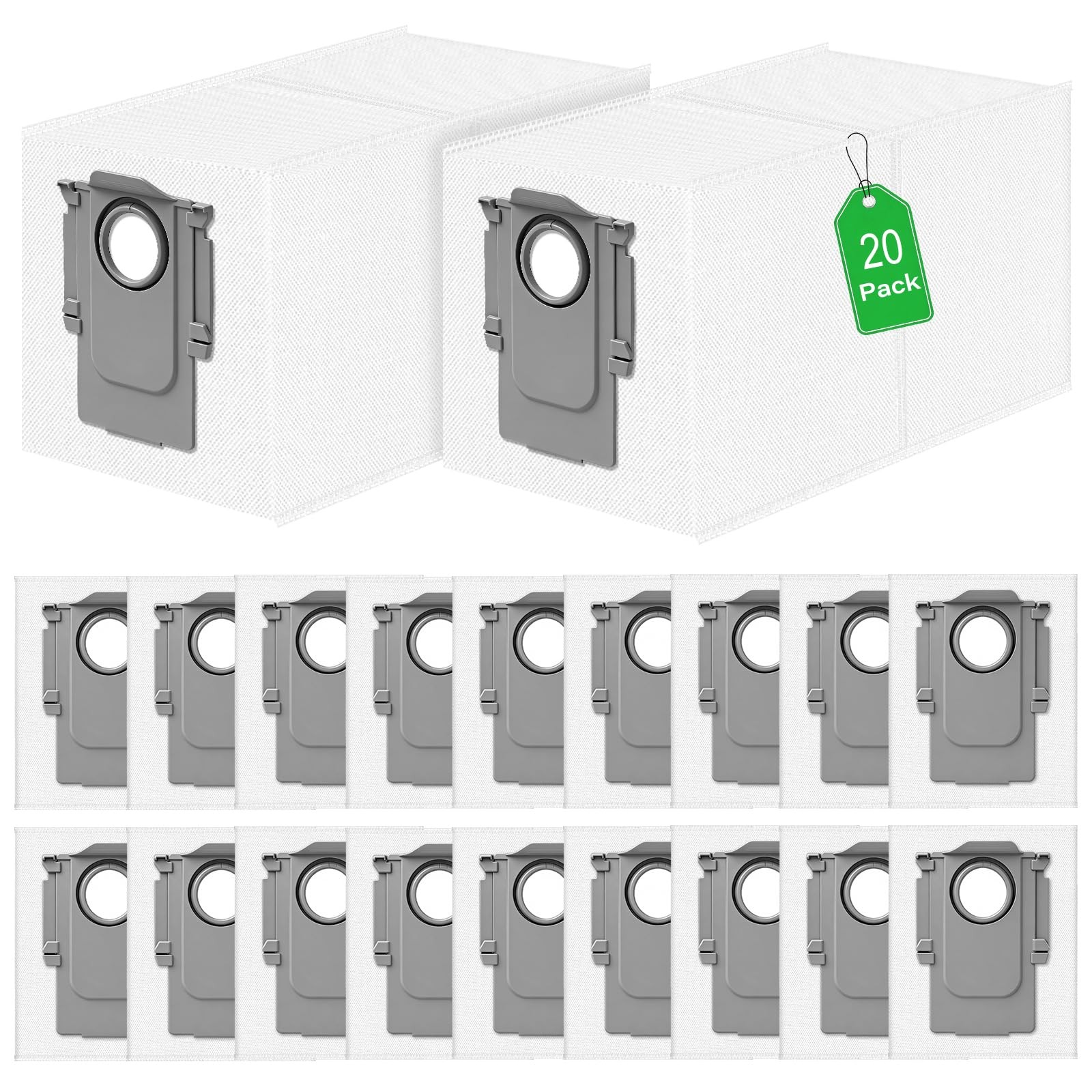 20 Pack Dust Bags Replacement for Roborock QRevo, 3 L Large Capacity