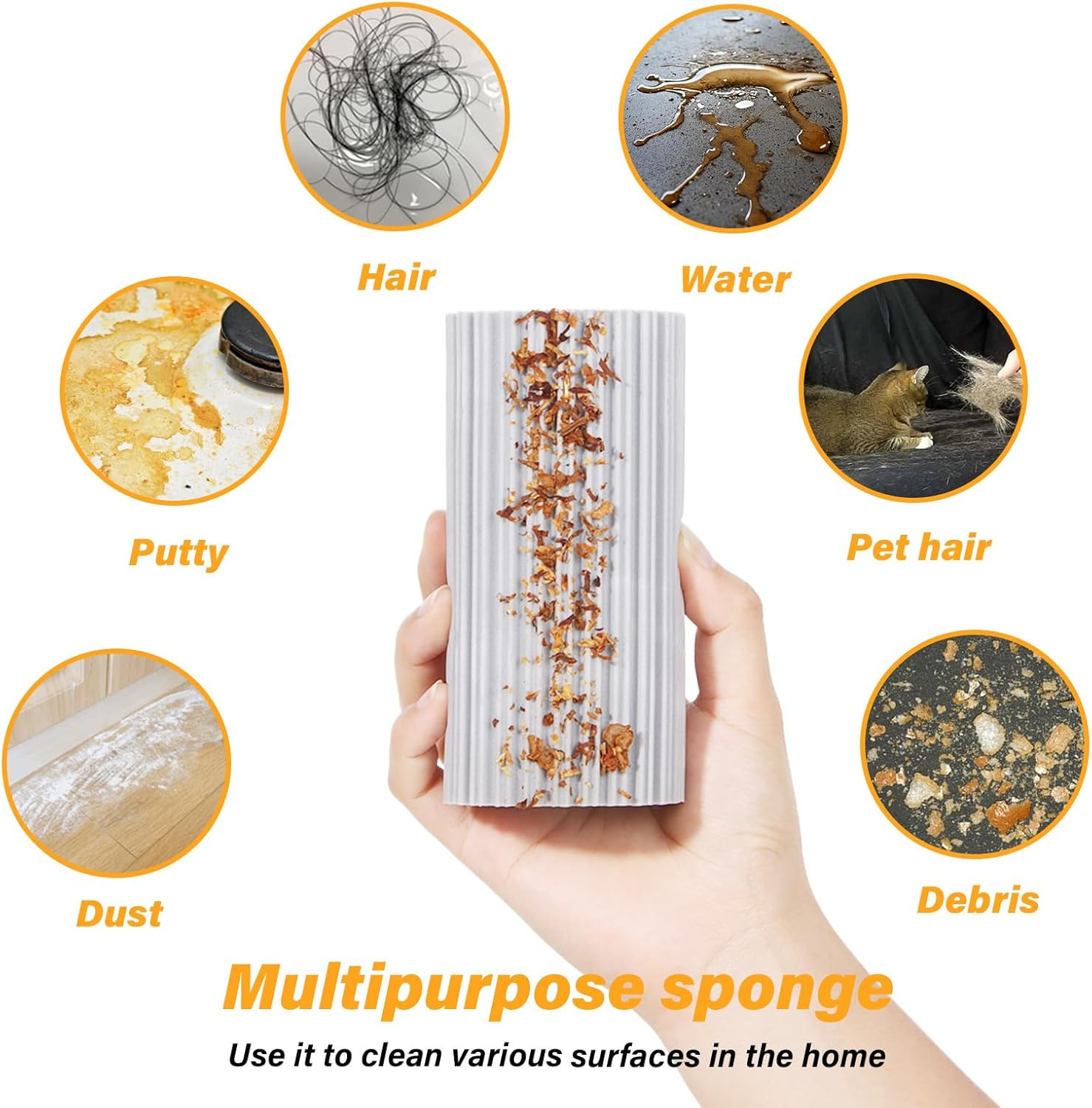 2-Pack Damp Duster Sponge for Clean, Magic Sponge Eraser Baseboard Cleaner Tool,