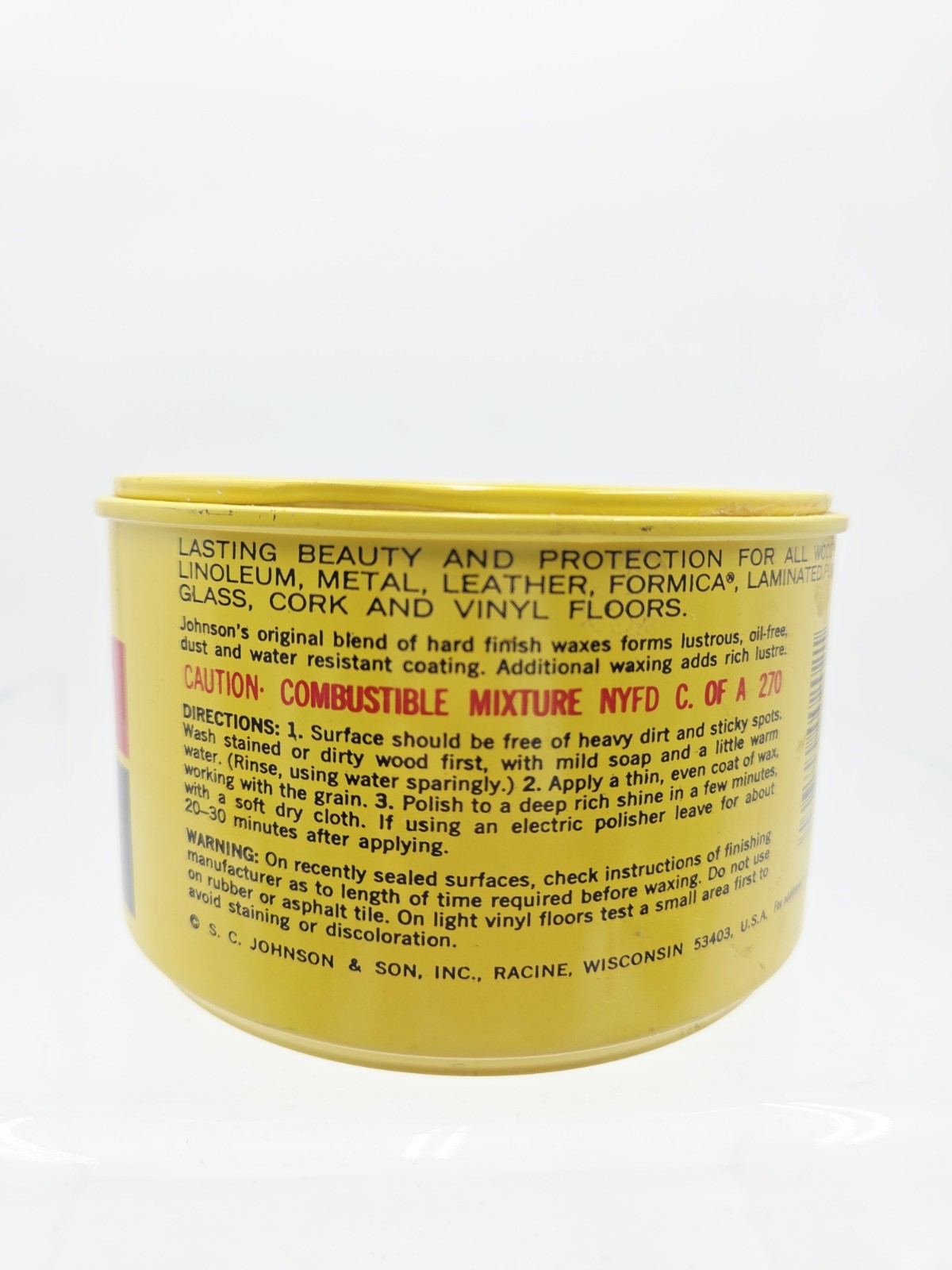 SC Johnson Wood Paste Wax 16 Oz 1lb 2.4oz Total Weight 98% Full Discontinued