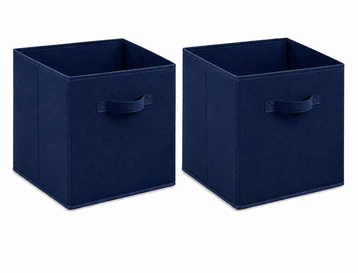 2 Pack Navy Blue Collapsible Storage Bins Fabric Cube Organizer Baskets Handles