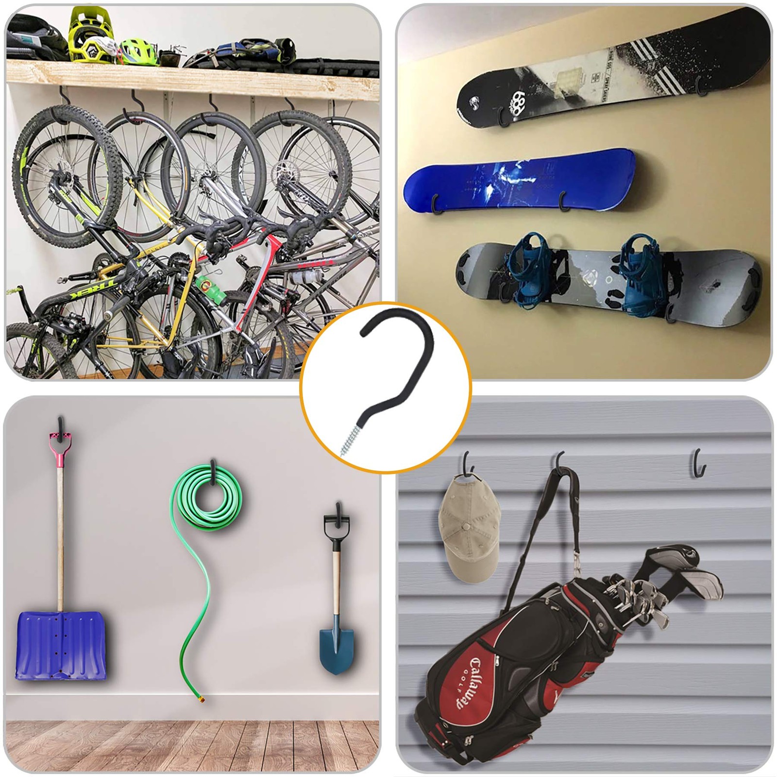 Road Bike Hooks for Garage Wall, 6 Pack Heavy Duty Bicycle Hangers for Hanging