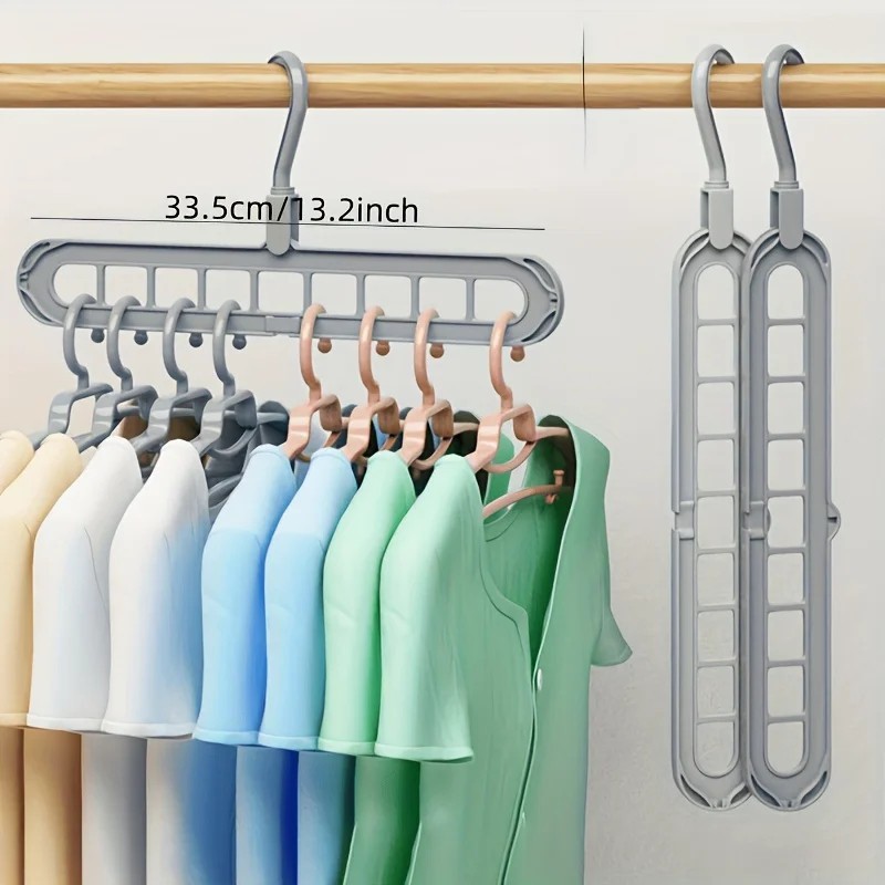 3PCS 9-Hole Foldable Clothes Hangers Space Saving Wardrobe Closet Organizer