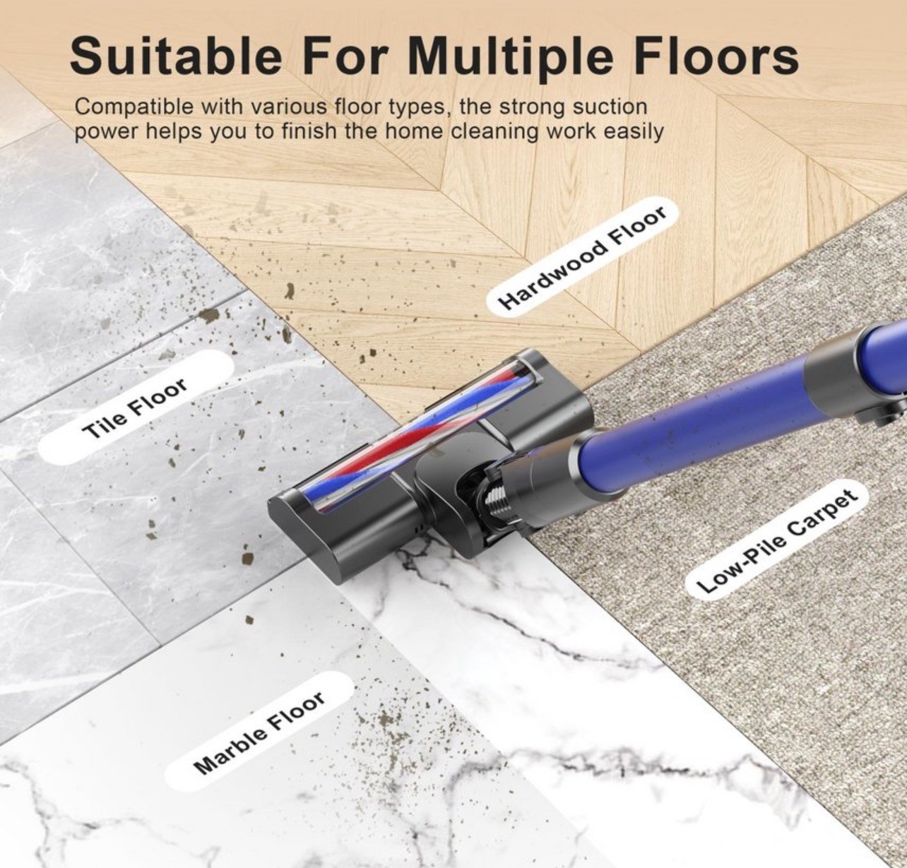 TEENDOW CORDLESS STICK VACUUM CLEANER 40min 150w RECHARGEABLE- BLUE