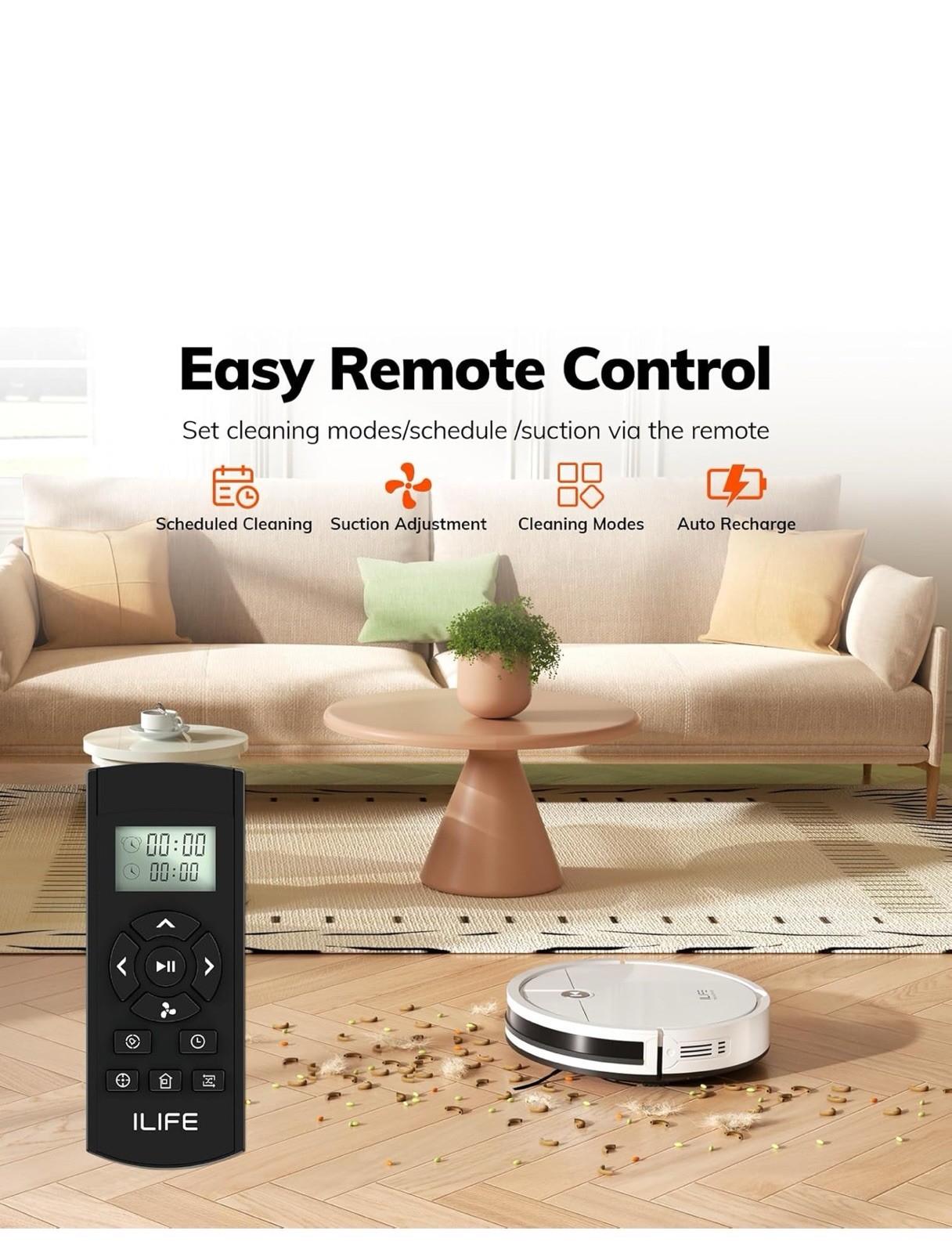 ILIFE V2 Robotic Vacuum Cleaner White Cordless 120min 0.3L Remote Charging Dock
