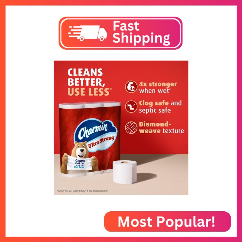 Charmin Ultra Strong Toilet Paper, 6 Mega = 24 Regular Rolls, 2-Ply, White