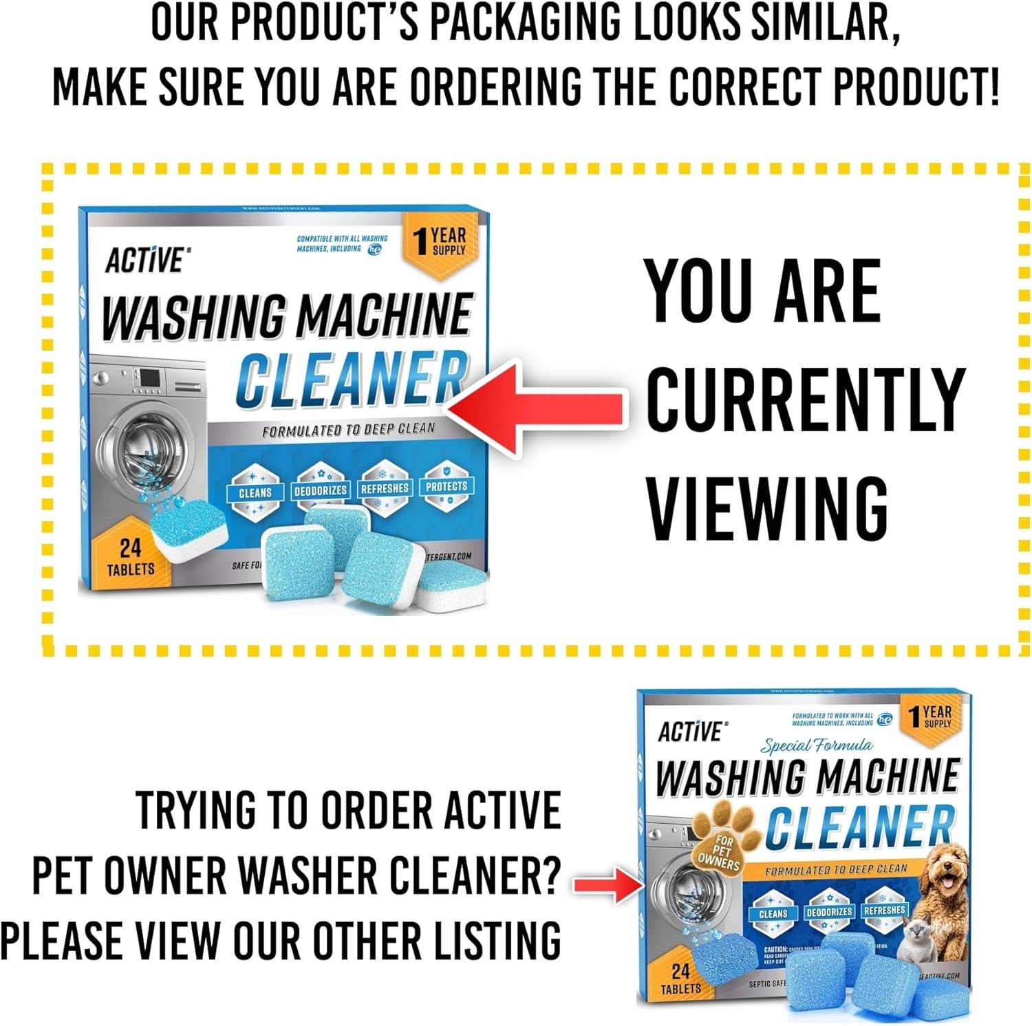 24 Pack Washing Machine Cleaner Tablets HE Washer Descaler 12 Month