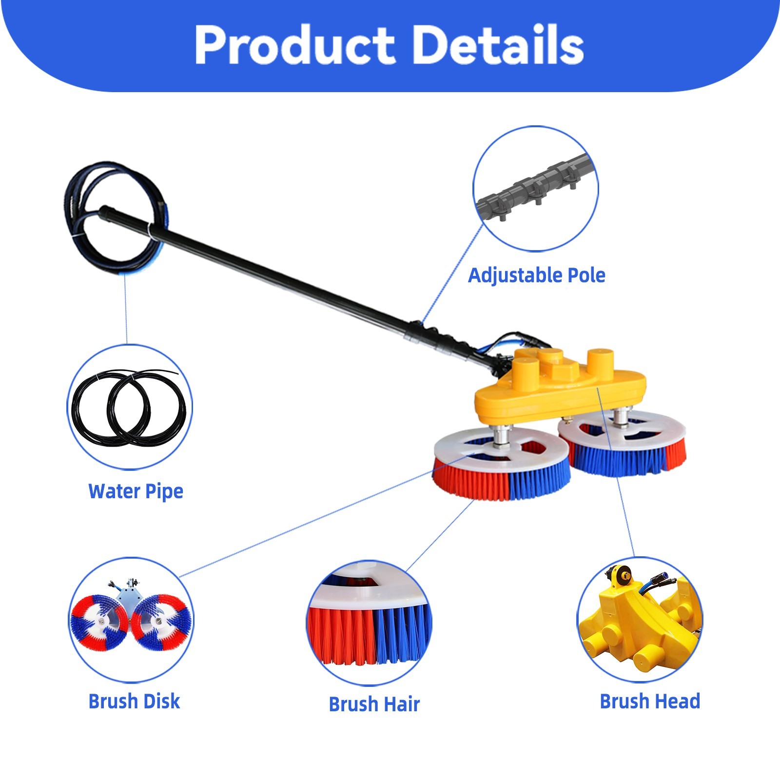 Solar Panel Cleaning Brush Solar Wash Equipment Brush With Water-Fed Pole System