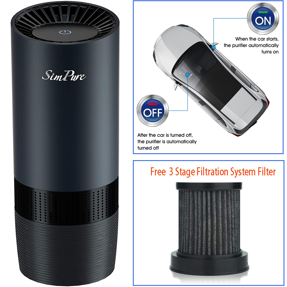 Room Car Air Purifier Cleaner HEPA Filter Remove Odor Dust Mold Home Allergies