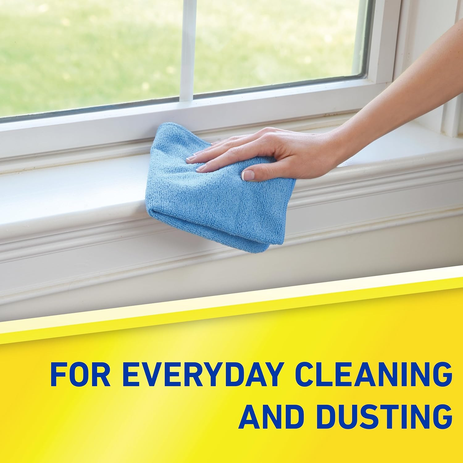 Microfiber Cleaning Cloth 14 x 14 Inches Blue Pack of 24 Washable and Reusable I