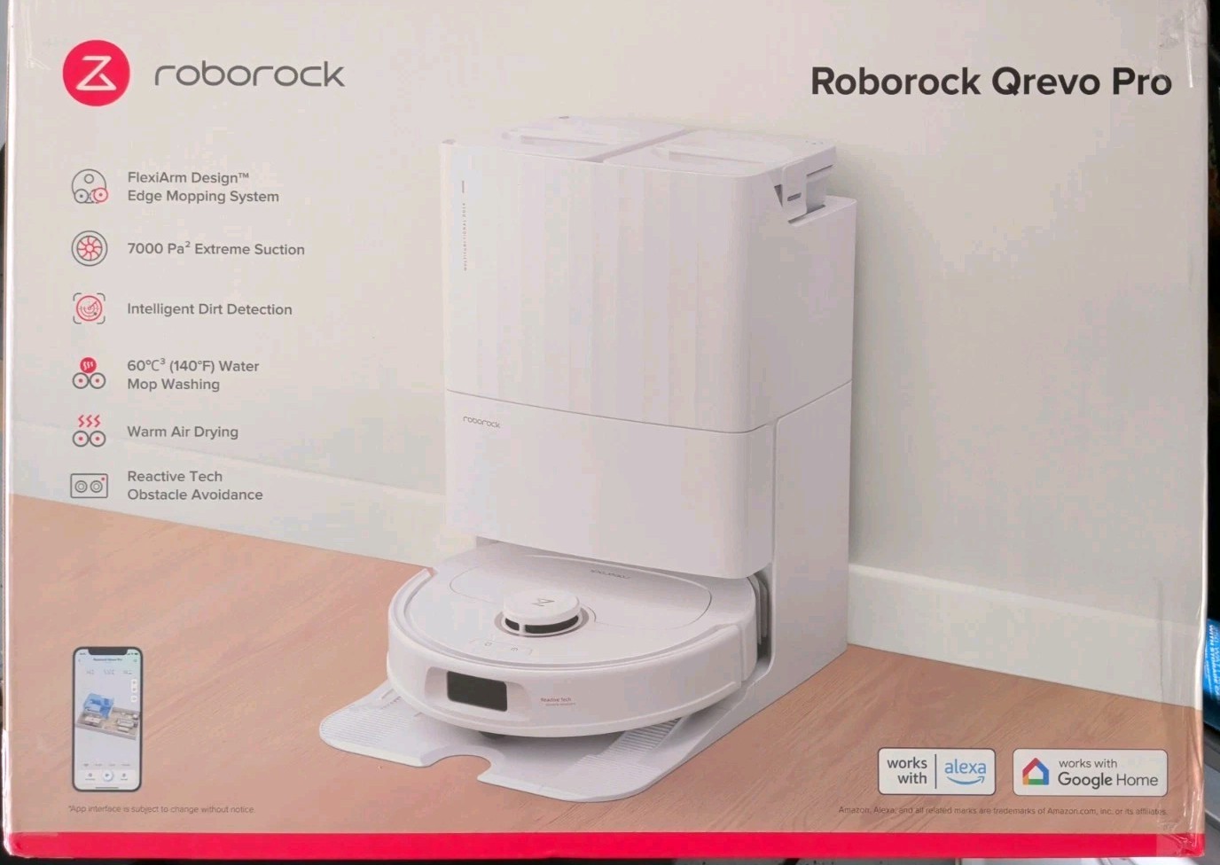 Roborock Qrevo Pro Robot Vacuum and Mop with FlexiArm Edge Mopping, White