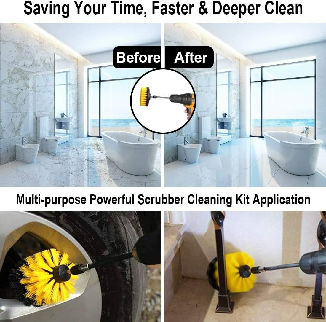 22x All Purpose Cleaning Kit Electric Drill Brush Attachment Set Power Scrubber
