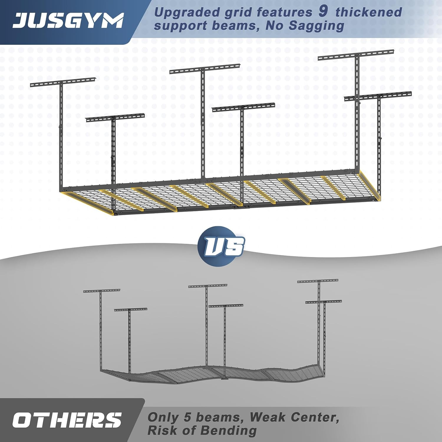 4X8FT Overhead Garage Storage Rack, 26″-40″ Height Adjustable Garage Ceiling Sto