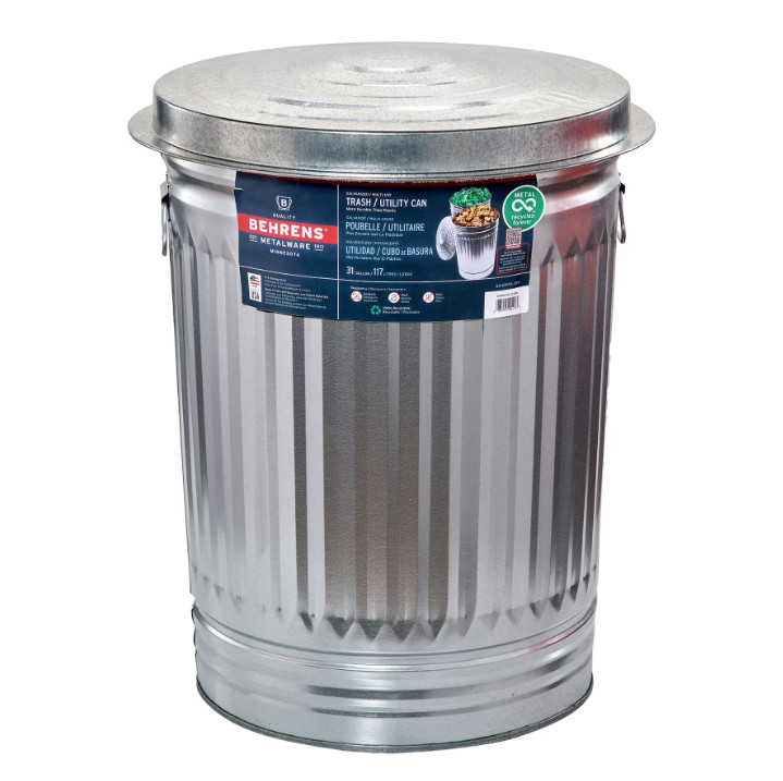 31-Gallon Steel Trash Can. New free shipping