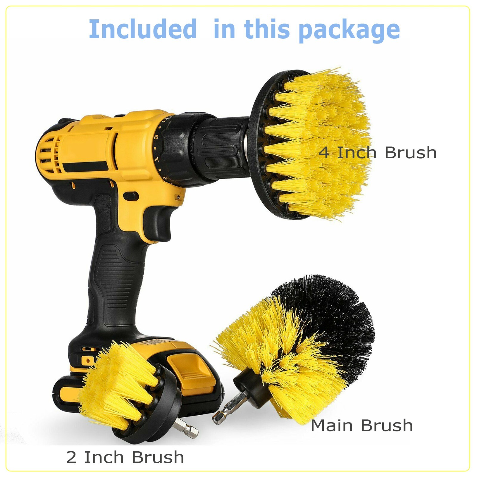 5Pack Drill Brush Attachment Set-Car Interior Detailing Kit，Power Scrubber Brush