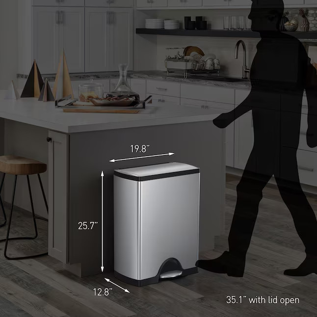 simplehuman 50L 13 Gal Rectangular Step Trash Can Soft Close Brushed Steel