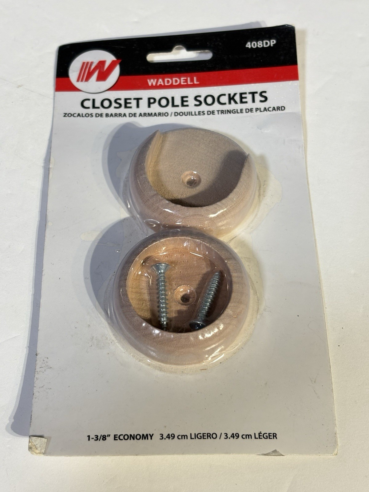 Waddell 408DP Closet Pole Sockets 1-3/8” Wood Rod Support Set NEW