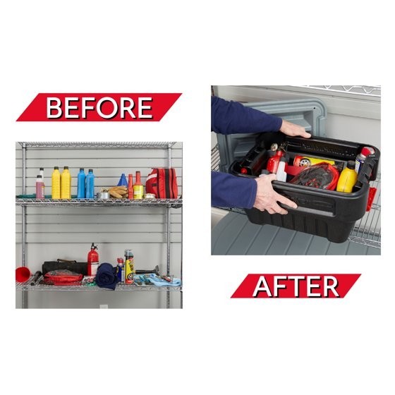 Rubbermaid 8 Gallon Action Packer Storage Bin, Heavy Duty Plastic, Lockable