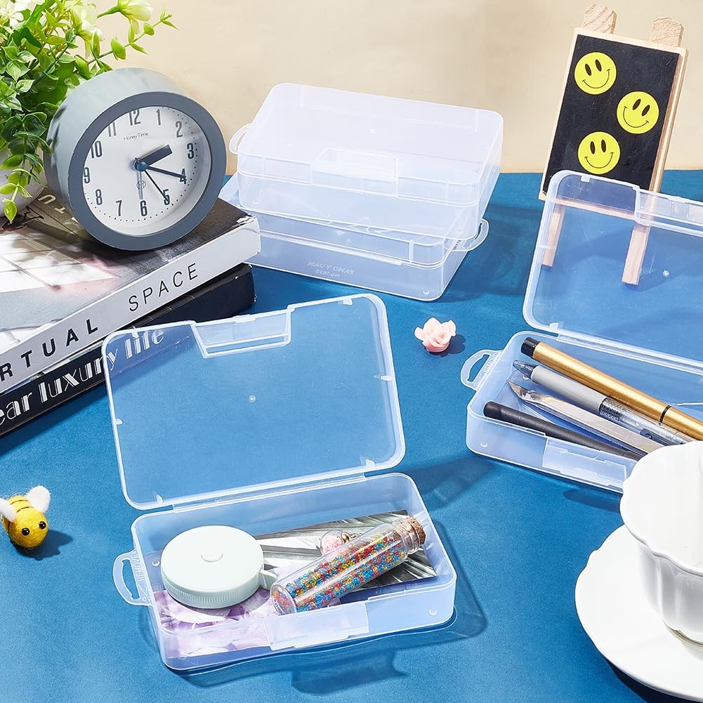4 Pack 5.5×3.35×1.5 Large Clear Plastic Box Container Clear Storage Organizer…