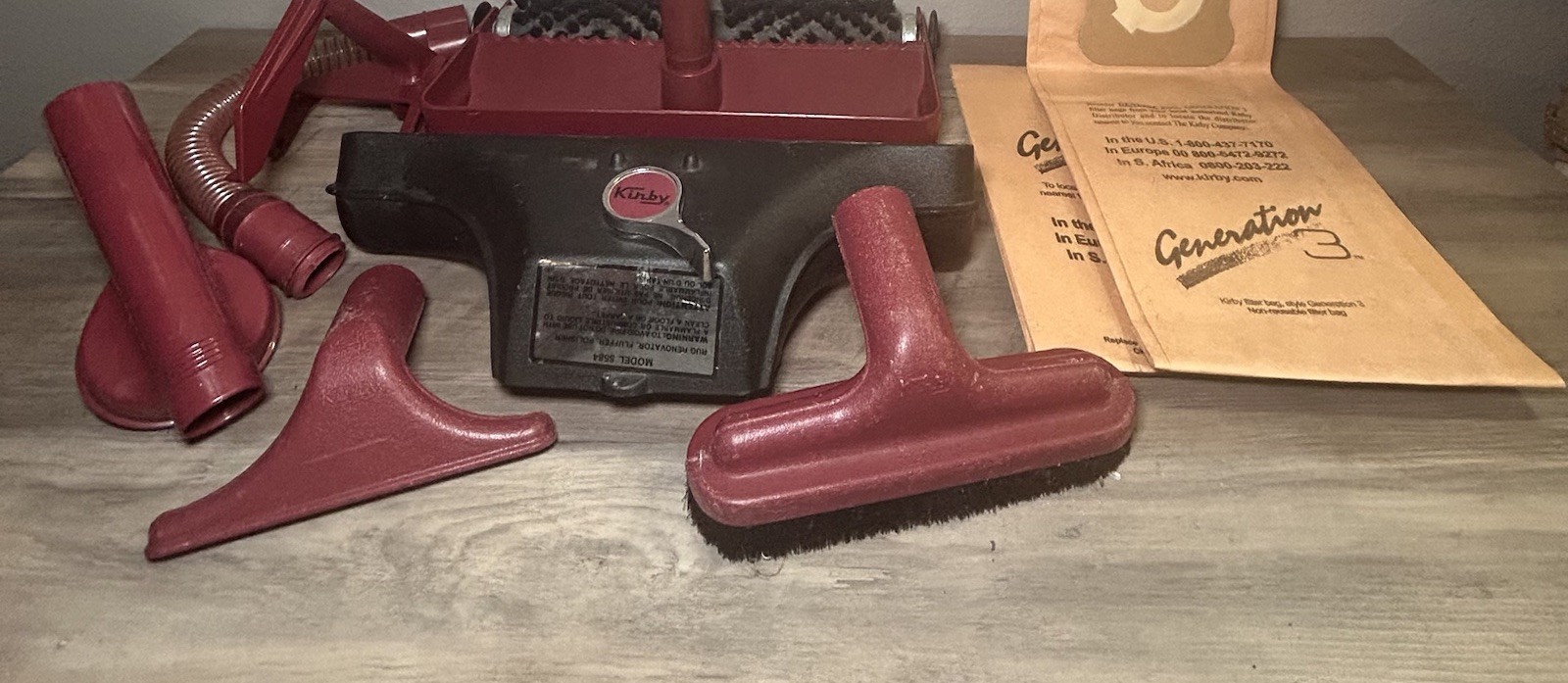 Vintage Red Kirby Legend II Model 5584 Tool Accessories Lot + Bags + Suds