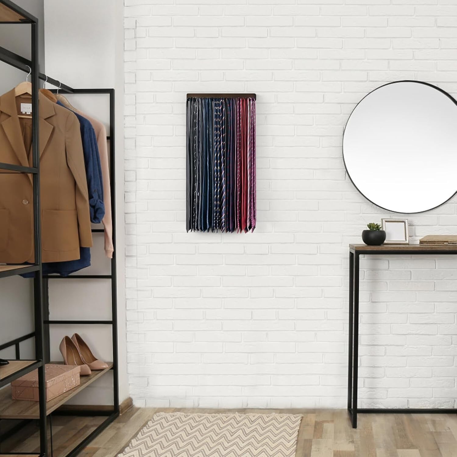 Tie Rack Wall Mounted Belt Hanger Holder Rustic Wood Tie Organizer for Men New