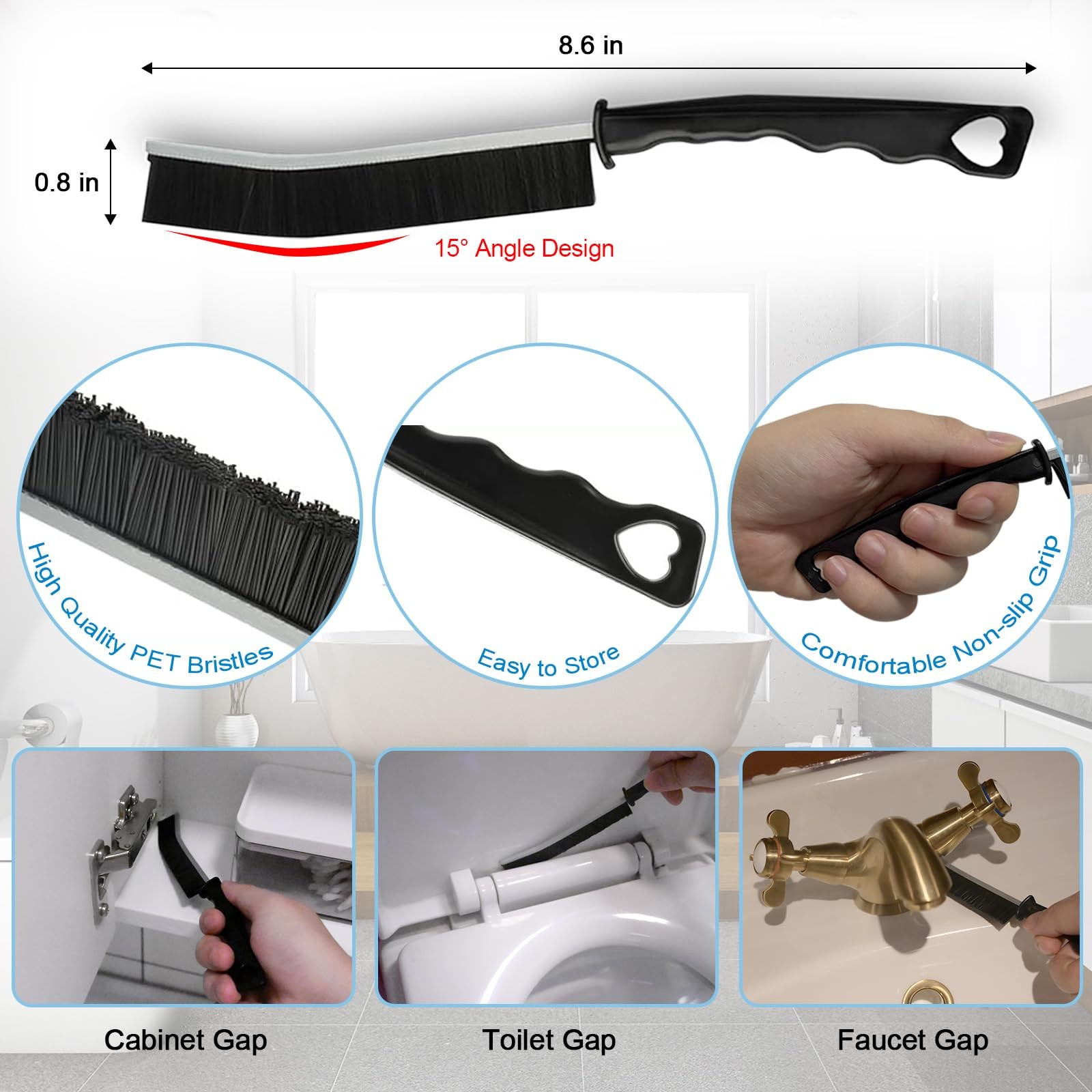9 Pack Crevice Cleaning Brush Set, Hard Bristle Detail Brush Set for Deep Cle…