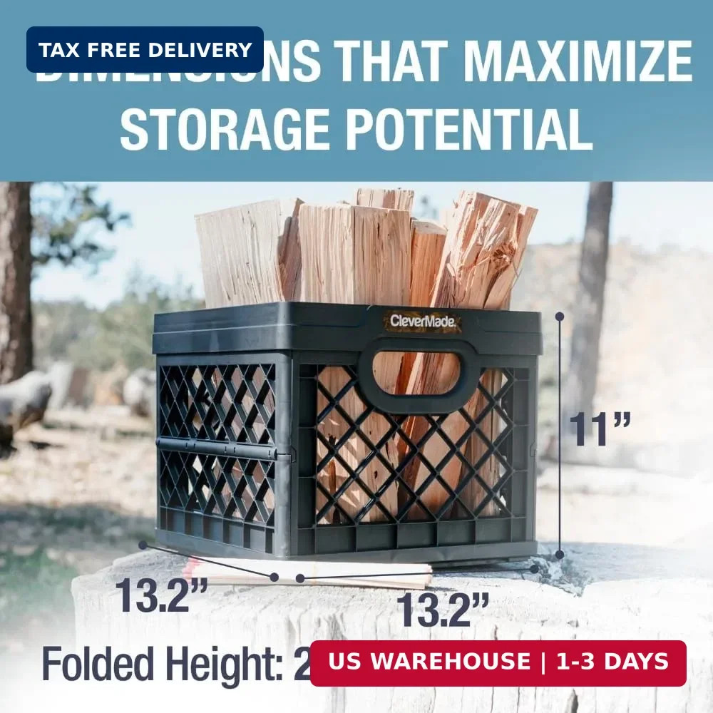 Collapsible Milk Crate 25L (6.6 Gal), 50 lb Capacity Heavy Duty Foldi