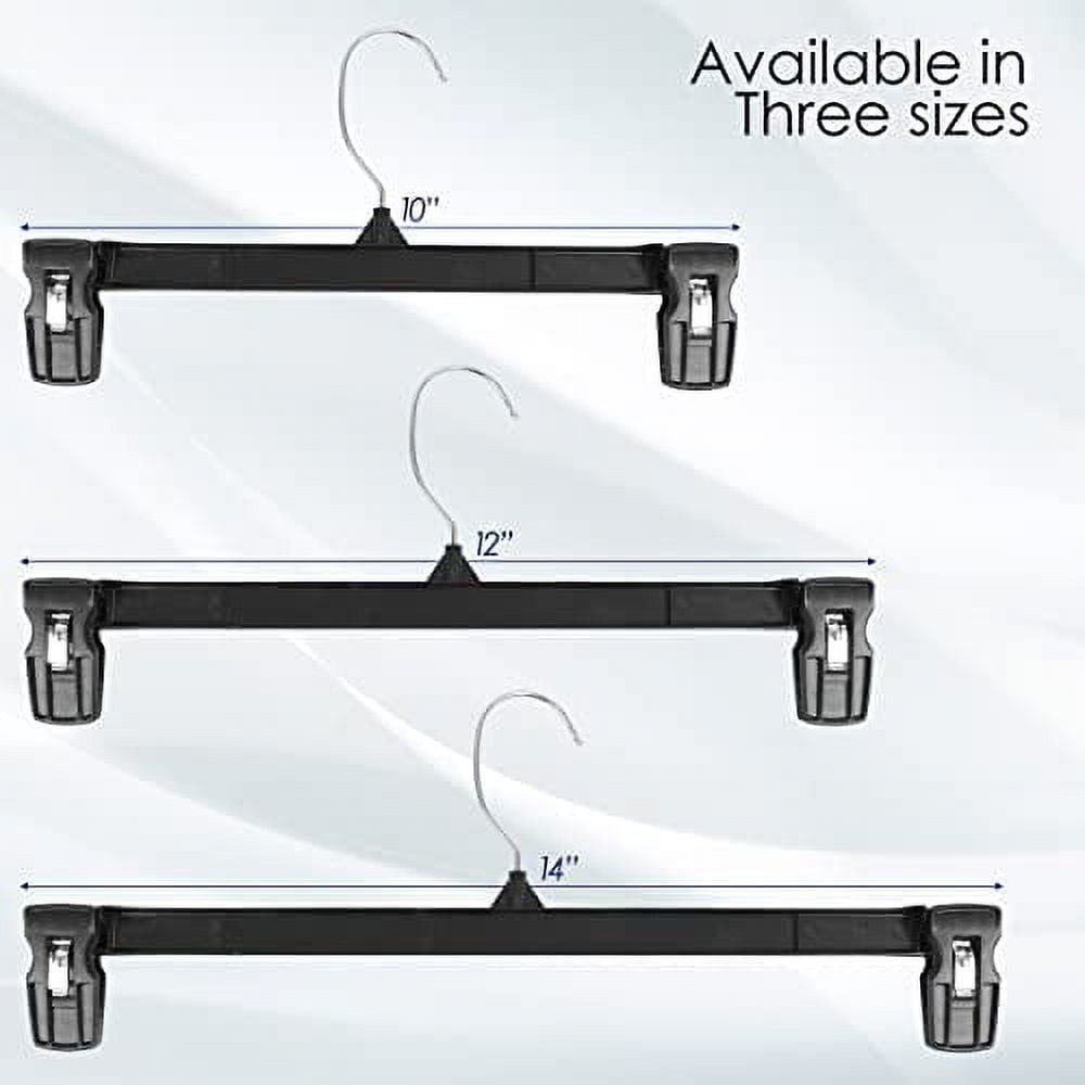 Hanger Central 25 Pack Black Plastic Pants Hangers with Extra Long Clips 12 inch