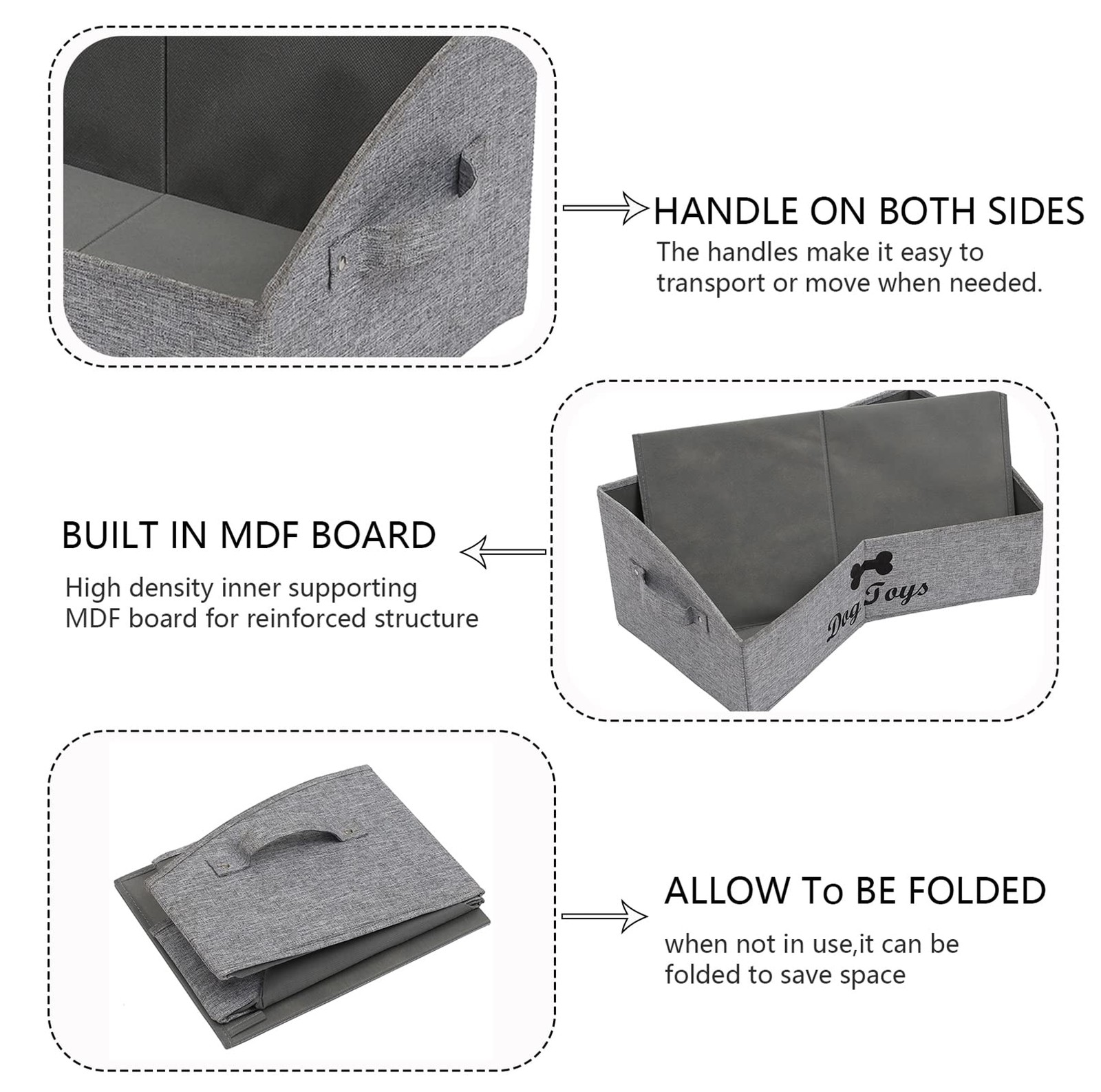 Geyecete Foldable Fabric Trapezoid – For Dog Toys Gray