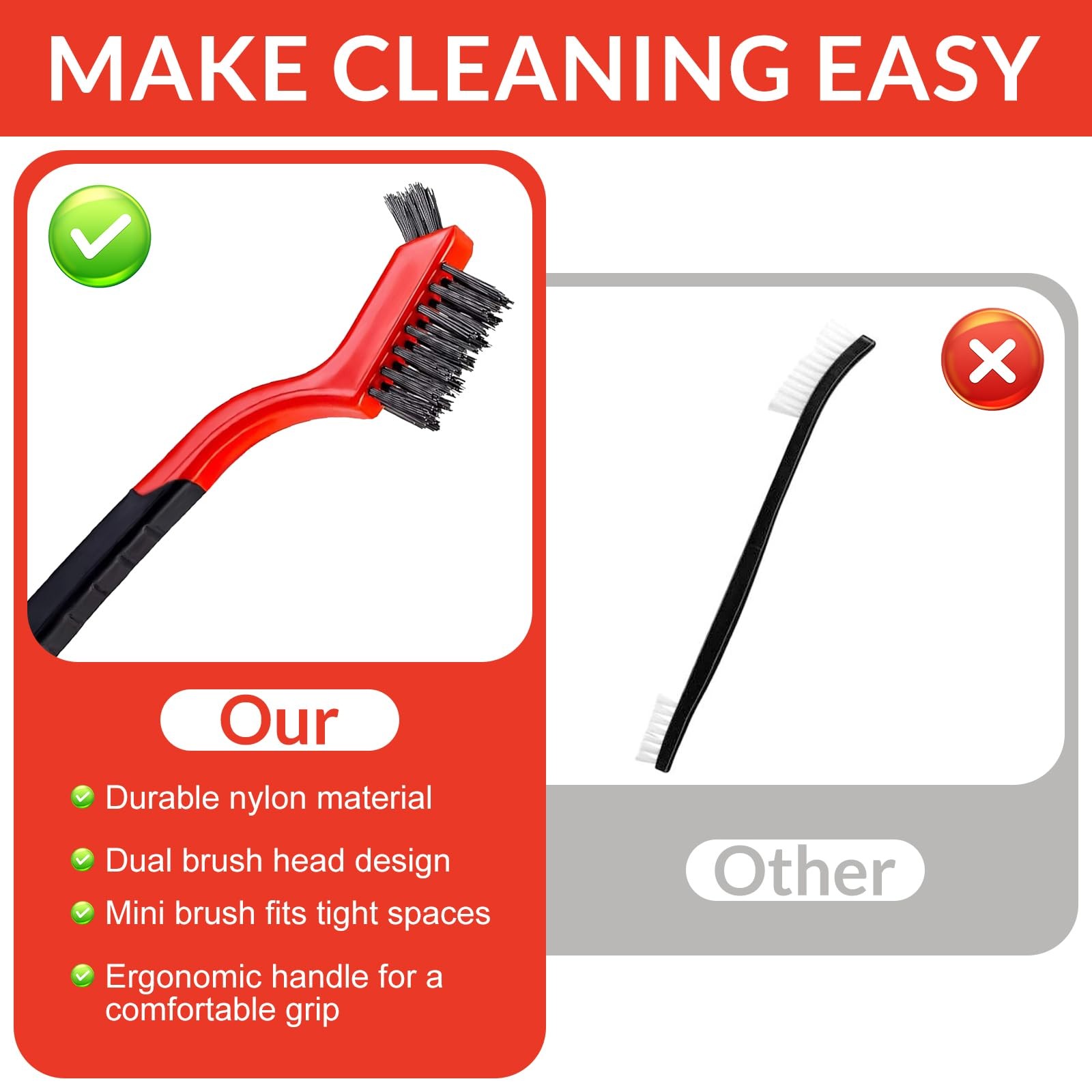 6 Pcs Nylon Cleaning Brushes – Non-Scratch Bristles Detailing Nylon Bristles …