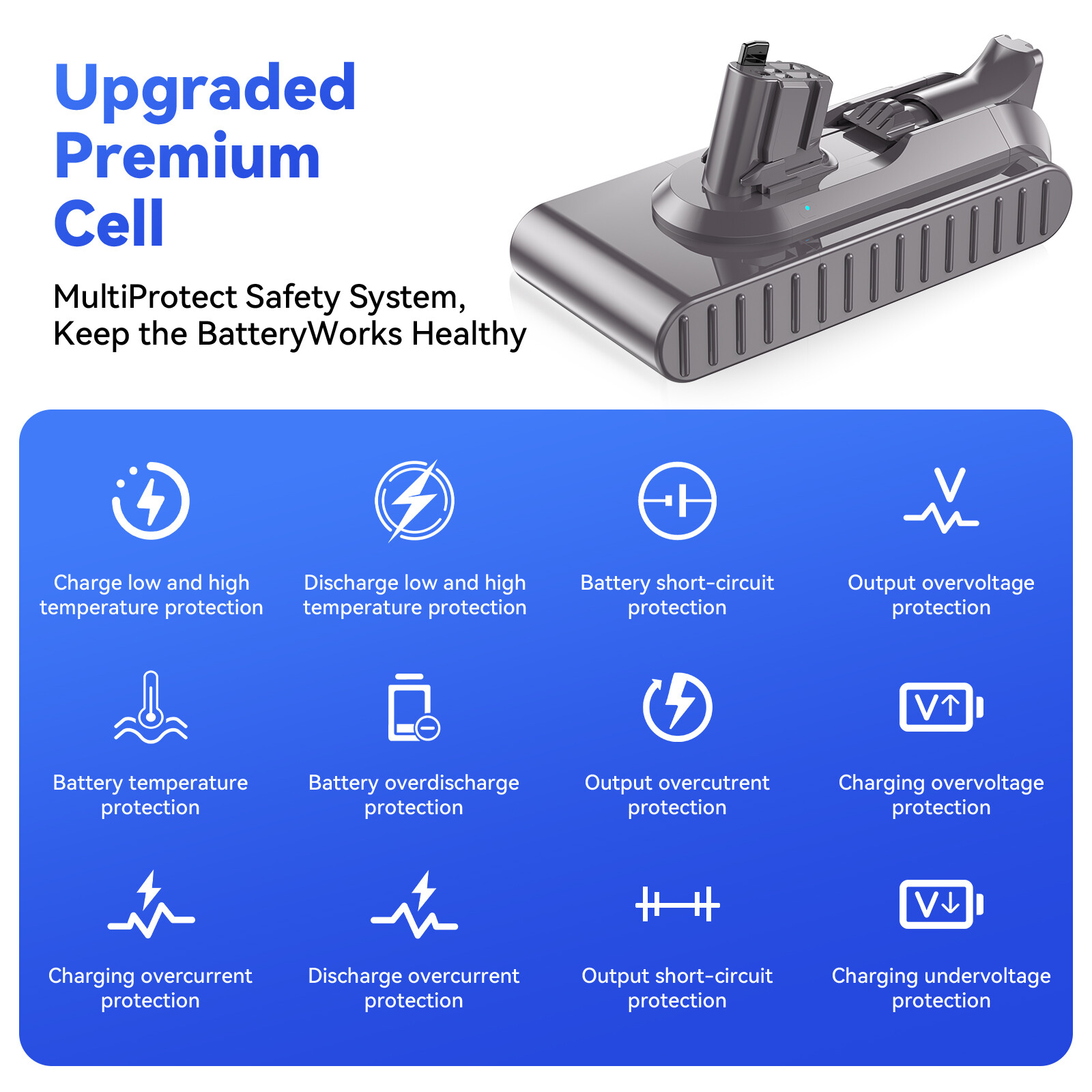 25.2V 8000mAh For Dyson V11 Replacement Battery SV14 SV15 Click-in Type Vacuum