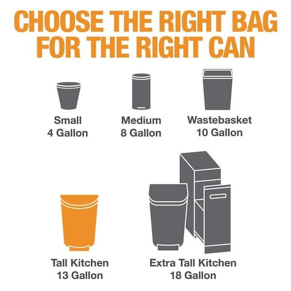 13 Gallon Fresh Scent Tall Kitchen Trash Bags with Drawstring, 200-Count