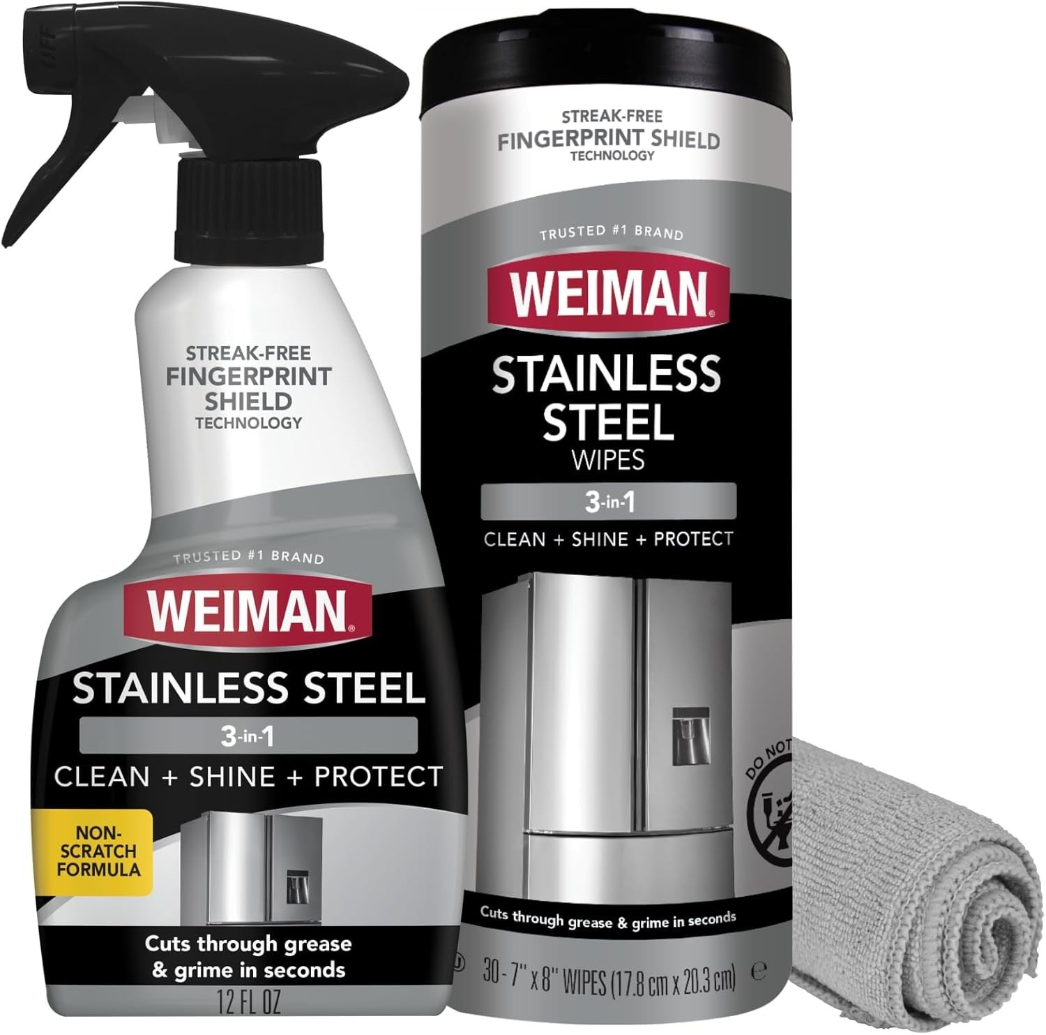Weiman Stainless Steel Cleaner Kit – Removes Fingerprints, Residue, Water Marks