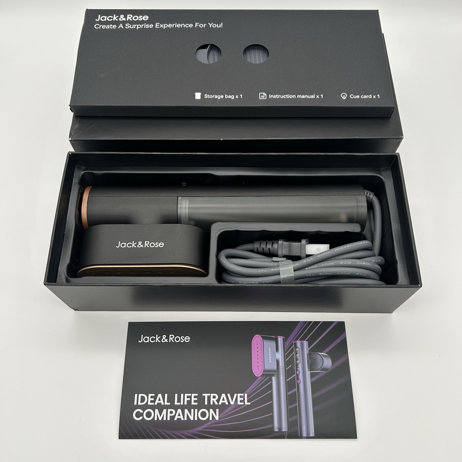 Jack & Rose 2-in-1 Travel Garment Steamer & Iron 100V-220V New (Box Damaged)