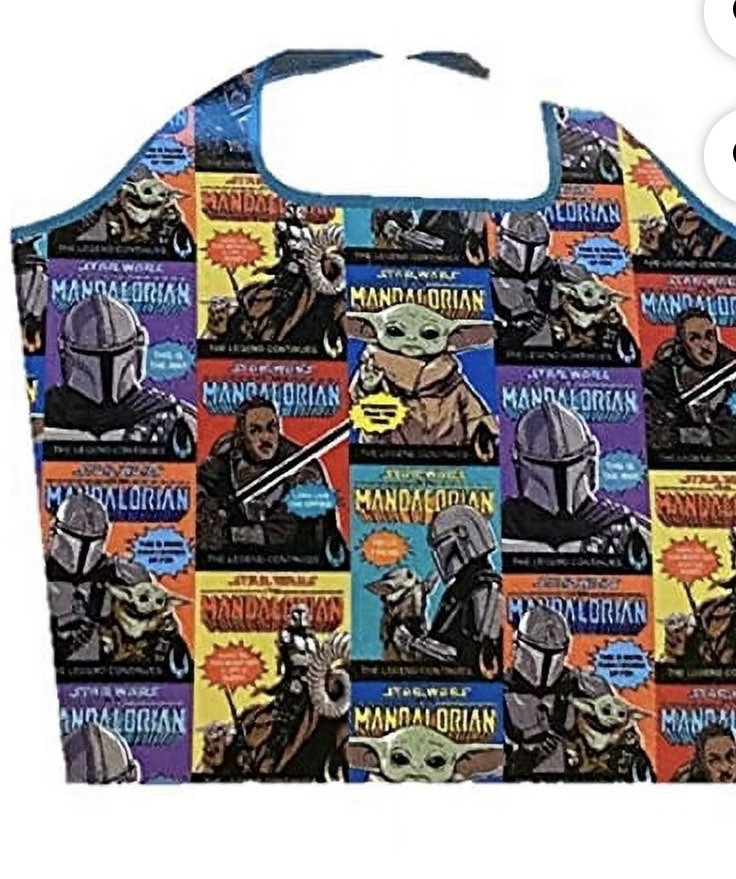 Star Wars Mandalorian XL Reusable Shopping Bag Built-In Pocket Disney 23″x16″