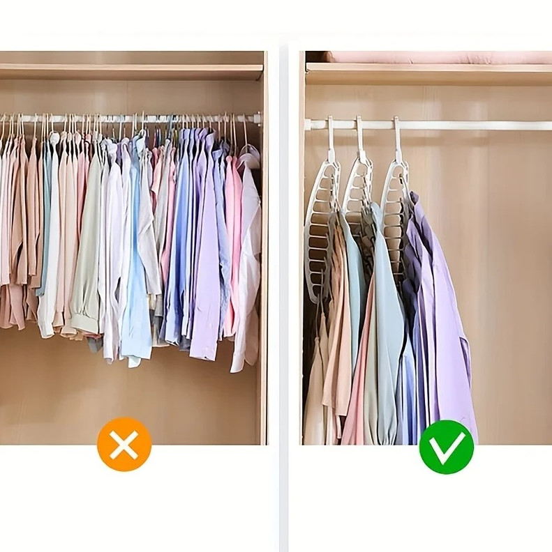1 pc Folding Multi-Hole Clothes Hanger Non-Slip Closet Space Saver Organizer