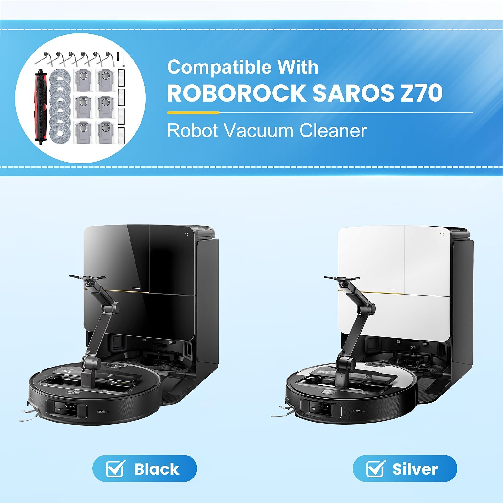25 Pack Replacement Parts Compatible with Roborock Saros Z70 Robot Vacuum