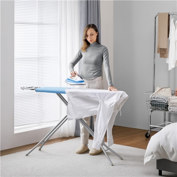 Foldable Height-adjustable Ironing Board with 4 Legs for Laundry, Living Room