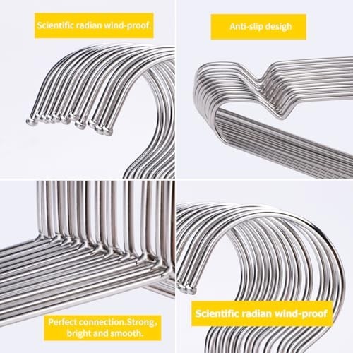 100 Pack Heavy-Duty Wire Clothes Hangers, Ultra-Thin Space-Saving Metal, 16.5