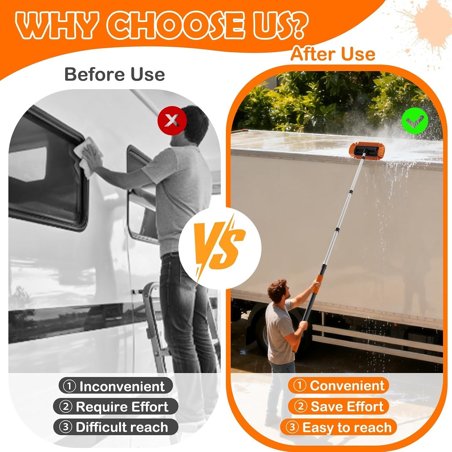 12FT Car Wash Brush with Long Handle, Car Cleaning Kit with Soft Bristle Wash…
