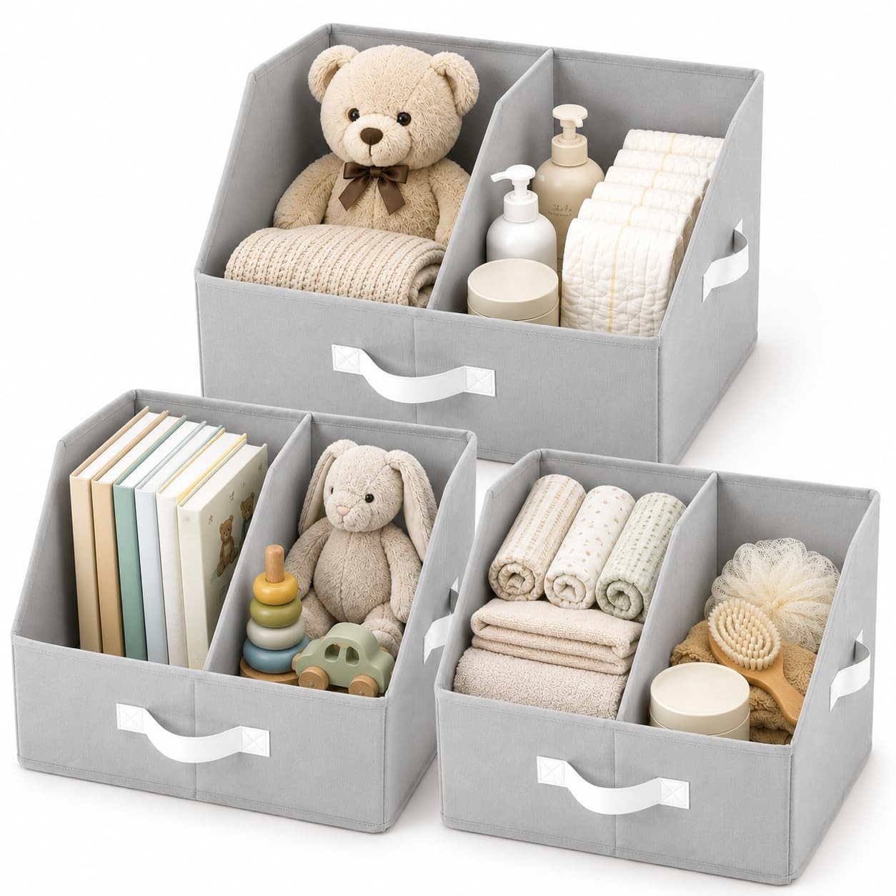 HOMELUX THEORY Light Gray Medium Bin 3pc